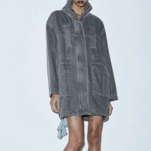 Zara OVERSIZED DENIM PARKA JACKET.